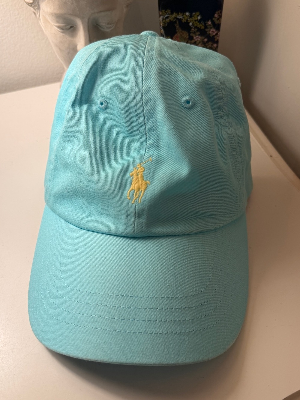 Polo by Ralph Lauren Light Aqua Baseball Cap with Yellow Pony